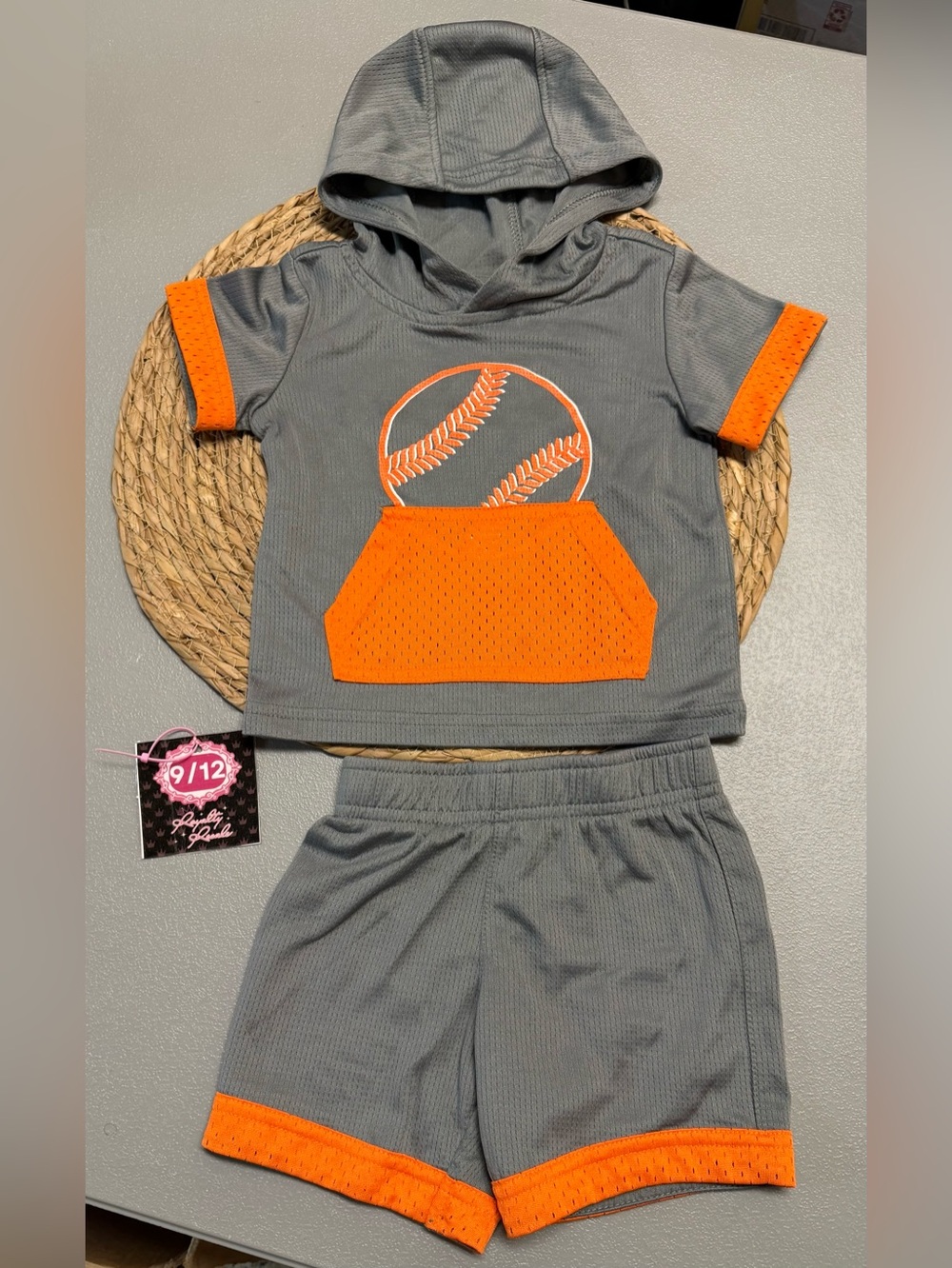 Athletic Works Gray and Orange Hooded Baseball Matching Set